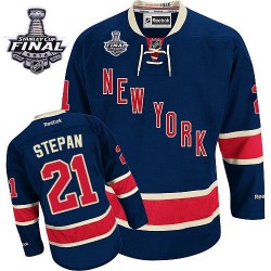 Derek Stepan New York Rangers Reebok Premier Navy Blue Third 2014 Stanley Cup Jersey