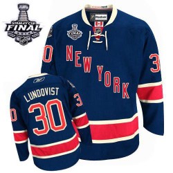 Henrik Lundqvist New York Rangers Reebok Authentic Navy Blue Third 2014 Stanley Cup Jersey