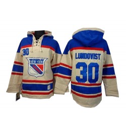 Henrik Lundqvist New York Rangers Premier Cream Old Time Hockey Sawyer Hooded Sweatshirt Jersey