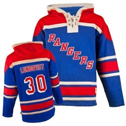 Henrik Lundqvist New York Rangers Premier Royal Blue Old Time Hockey Sawyer Hooded Sweatshirt Jersey
