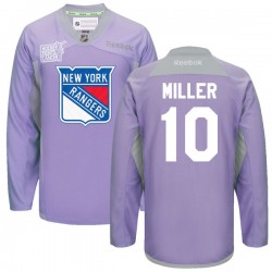 J.t. Miller New York Rangers Reebok Premier Purple 2016 Hockey Fights Cancer Practice Jersey