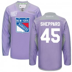 James Sheppard New York Rangers Reebok Premier Purple 2016 Hockey Fights Cancer Practice Jersey