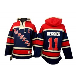 Mark Messier New York Rangers Authentic Navy Blue Old Time Hockey Sawyer Hooded Sweatshirt Jersey