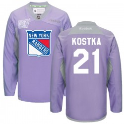 Michael Kostka New York Rangers Reebok Premier Purple 2016 Hockey Fights Cancer Practice Jersey