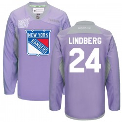Oscar Lindberg New York Rangers Reebok Premier Purple 2016 Hockey Fights Cancer Practice Jersey