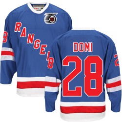 Tie Domi New York Rangers CCM Authentic Royal Blue Throwback 75TH Jersey