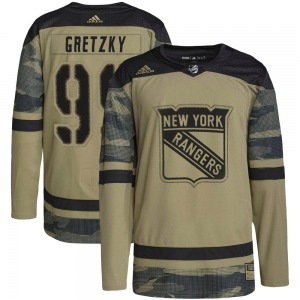 Youth Wayne Gretzky New York Rangers Adidas Authentic Camo Military Appreciation Practice Jersey