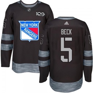 Youth Barry Beck New York Rangers Authentic Black 1917-2017 100th Anniversary Jersey