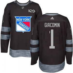 Youth Eddie Giacomin New York Rangers Authentic Black 1917-2017 100th Anniversary Jersey