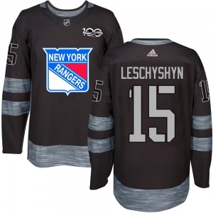 Youth Jake Leschyshyn New York Rangers Authentic Black 1917-2017 100th Anniversary Jersey