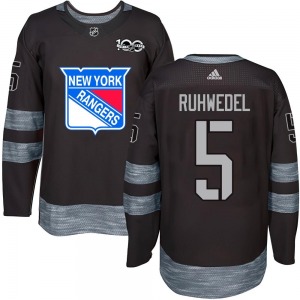 Youth Chad Ruhwedel New York Rangers Authentic Black 1917-2017 100th Anniversary Jersey