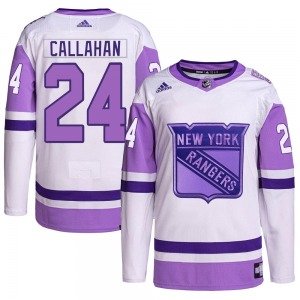 Youth Ryan Callahan New York Rangers Adidas Authentic White/Purple Hockey Fights Cancer Primegreen Jersey
