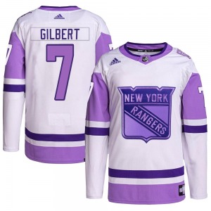 Youth Rod Gilbert New York Rangers Adidas Authentic White/Purple Hockey Fights Cancer Primegreen Jersey
