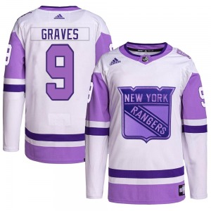 Youth Adam Graves New York Rangers Adidas Authentic White/Purple Hockey Fights Cancer Primegreen Jersey