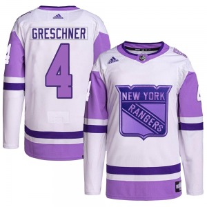 Youth Ron Greschner New York Rangers Adidas Authentic White/Purple Hockey Fights Cancer Primegreen Jersey