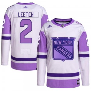 Youth Brian Leetch New York Rangers Adidas Authentic White/Purple Hockey Fights Cancer Primegreen Jersey