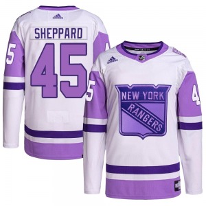 Youth James Sheppard New York Rangers Adidas Authentic White/Purple Hockey Fights Cancer Primegreen Jersey
