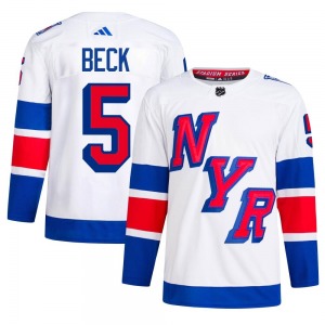 Barry Beck New York Rangers Adidas Authentic White 2024 Stadium Series Primegreen Jersey