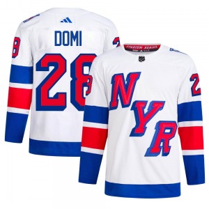 Tie Domi New York Rangers Adidas Authentic White 2024 Stadium Series Primegreen Jersey