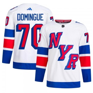 Louis Domingue New York Rangers Adidas Authentic White 2024 Stadium Series Primegreen Jersey