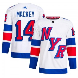 Connor Mackey New York Rangers Adidas Authentic White 2024 Stadium Series Primegreen Jersey