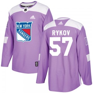 Yegor Rykov New York Rangers Adidas Authentic Purple Fights Cancer Practice Jersey
