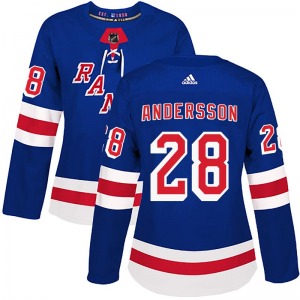 Women's Lias Andersson New York Rangers Adidas Authentic Royal Blue Home Jersey