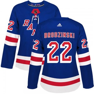 Women's Jonny Brodzinski New York Rangers Adidas Authentic Royal Blue Home Jersey