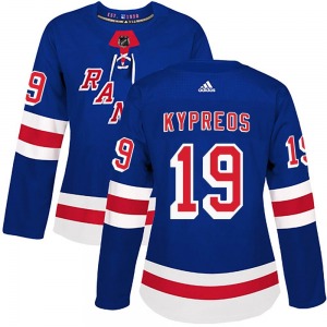 Women's Nick Kypreos New York Rangers Adidas Authentic Royal Blue Home Jersey