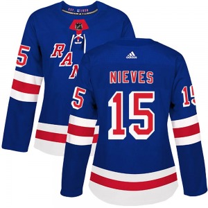 Women's Boo Nieves New York Rangers Adidas Authentic Royal Blue Home Jersey