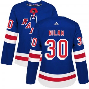 Women's Chris Nilan New York Rangers Adidas Authentic Royal Blue Home Jersey