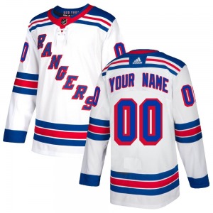 Youth Custom New York Rangers Adidas Authentic White Custom Jersey