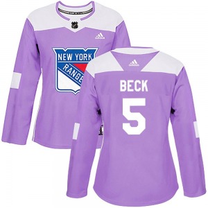 Women's Barry Beck New York Rangers Adidas Authentic Purple Fights Cancer Practice Jersey