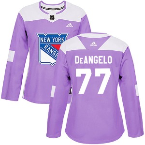 Women's Tony DeAngelo New York Rangers Adidas Authentic Purple Fights Cancer Practice Jersey
