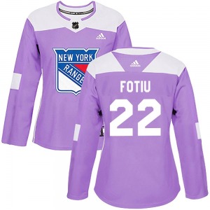 Women's Nick Fotiu New York Rangers Adidas Authentic Purple Fights Cancer Practice Jersey
