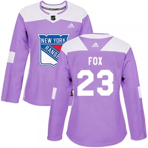 Women's Adam Fox New York Rangers Adidas Authentic Purple Fights Cancer Practice Jersey