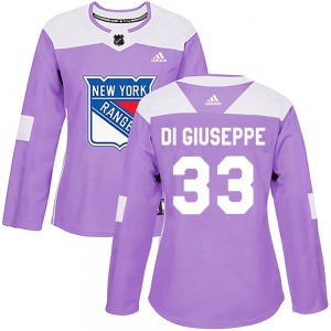 Women's Phillip Di Giuseppe New York Rangers Adidas Authentic Purple Fights Cancer Practice Jersey