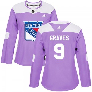 Women's Adam Graves New York Rangers Adidas Authentic Purple Fights Cancer Practice Jersey