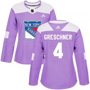 Women's Ron Greschner New York Rangers Adidas Authentic Purple Fights Cancer Practice Jersey