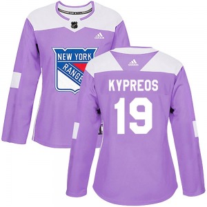 Women's Nick Kypreos New York Rangers Adidas Authentic Purple Fights Cancer Practice Jersey