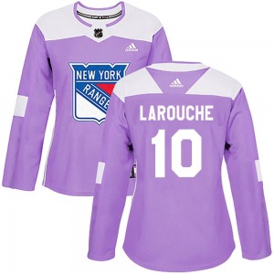 Women's Pierre Larouche New York Rangers Adidas Authentic Purple Fights Cancer Practice Jersey