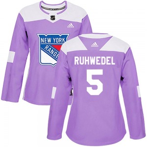 Women's Chad Ruhwedel New York Rangers Adidas Authentic Purple Fights Cancer Practice Jersey