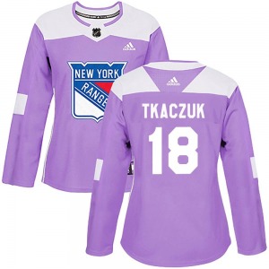 Women's Walt Tkaczuk New York Rangers Adidas Authentic Purple Fights Cancer Practice Jersey