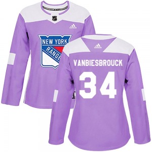 Women's John Vanbiesbrouck New York Rangers Adidas Authentic Purple Fights Cancer Practice Jersey