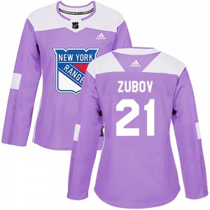 Women's Sergei Zubov New York Rangers Adidas Authentic Purple Fights Cancer Practice Jersey