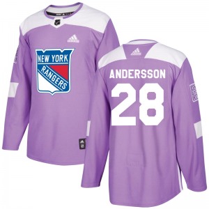 Youth Lias Andersson New York Rangers Adidas Authentic Purple Fights Cancer Practice Jersey