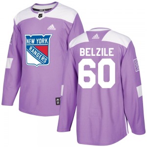 Youth Alex Belzile New York Rangers Adidas Authentic Purple Fights Cancer Practice Jersey