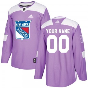 Youth Custom New York Rangers Adidas Authentic Purple Custom Fights Cancer Practice Jersey