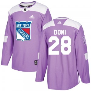 Youth Tie Domi New York Rangers Adidas Authentic Purple Fights Cancer Practice Jersey