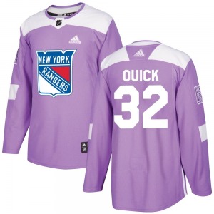 Youth Jonathan Quick New York Rangers Adidas Authentic Purple Fights Cancer Practice Jersey